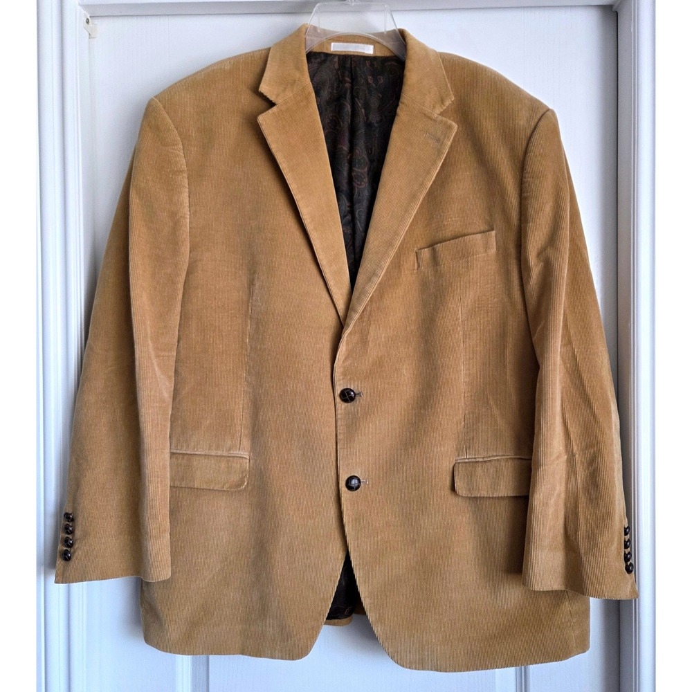 Lauren Ralph Lauren Mens 46R Corduroy Blazer Tan Camel Two Button Sport Coat